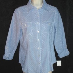 HANNAH shirt Fitted Roll tab Sleeves Polka Dots